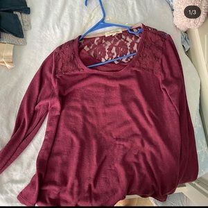 maroon lacey blouse